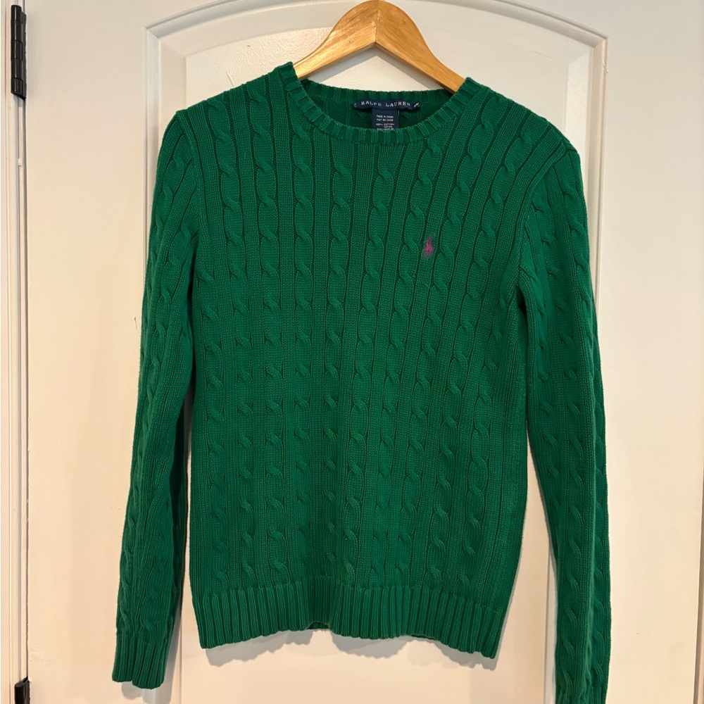 Ralph Lauren Emerald Cable Knit Crewneck Sweater